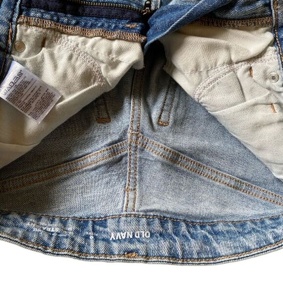 Old Navy OG Straight Jeans Women's Size 0P High Rise Light Wash Distress Ripped - Picture 10 of 12